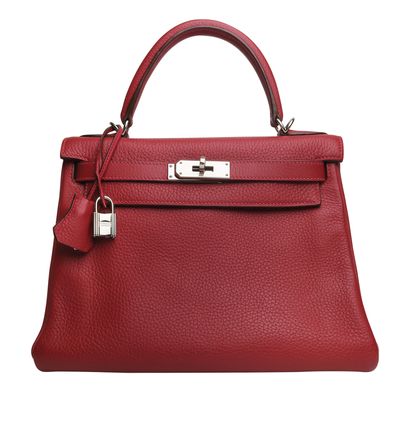Hermes Kelly 28 Retourne, &pound;11,000, Handbags, Red, Leather, Front view
